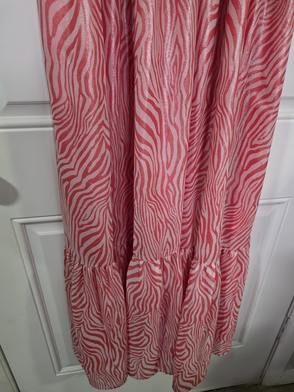 Michael Kors Pink Zebra-Print Halter Maxi Dress with Chain Detail - Picture 5 of 8
